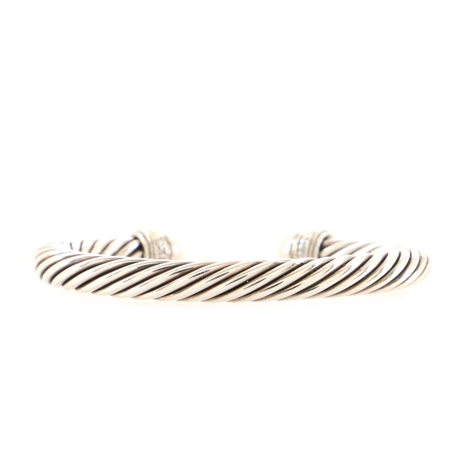 Cable Classic Bracelet Sterling Silver with 14K Yellow Gold and Pearls 7mm