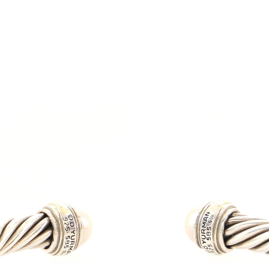 Cable Classic Bracelet Sterling Silver with 14K Yellow Gold and Pearls 7mm