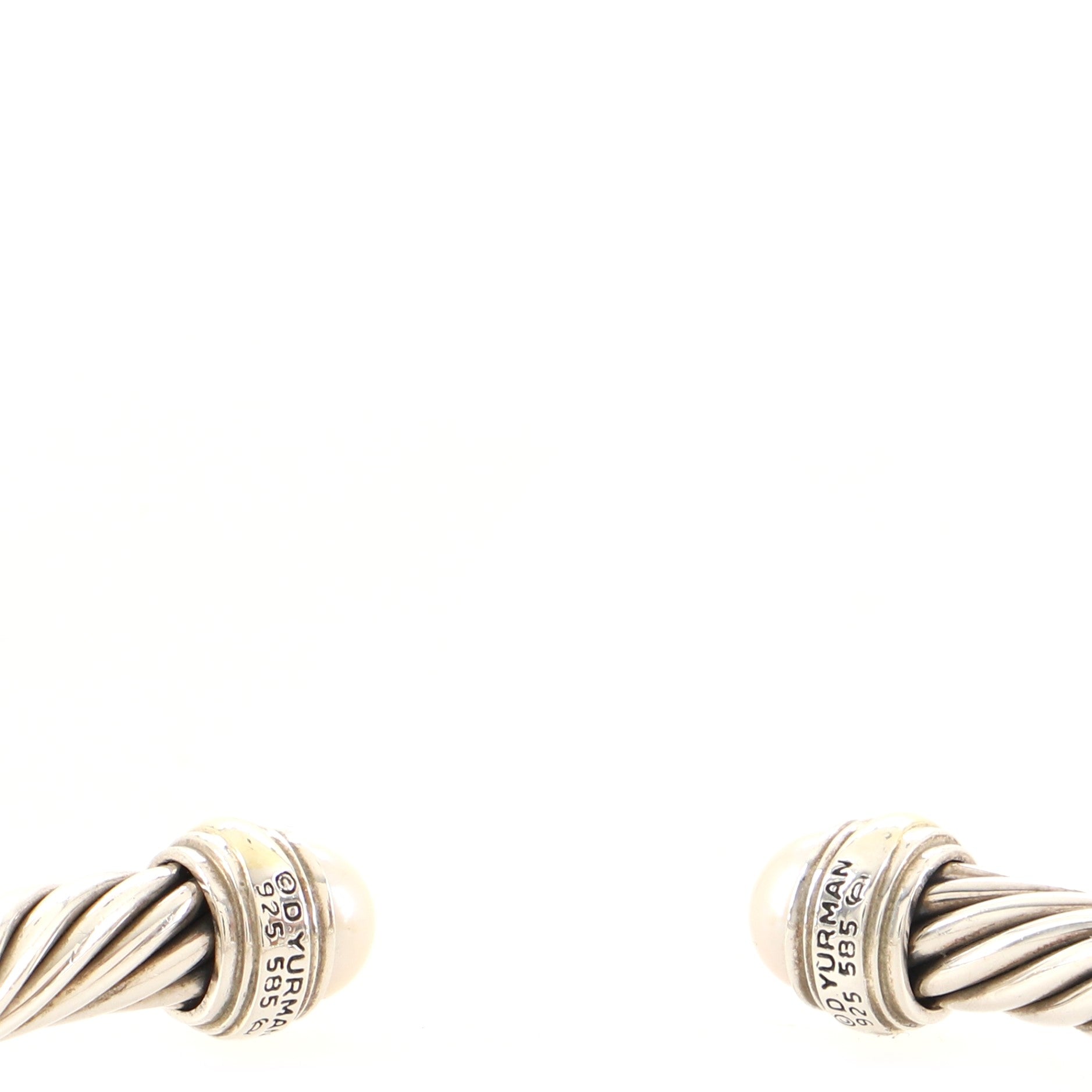 Cable Classic Bracelet Sterling Silver with 14K Yellow Gold and Pearls 7mm