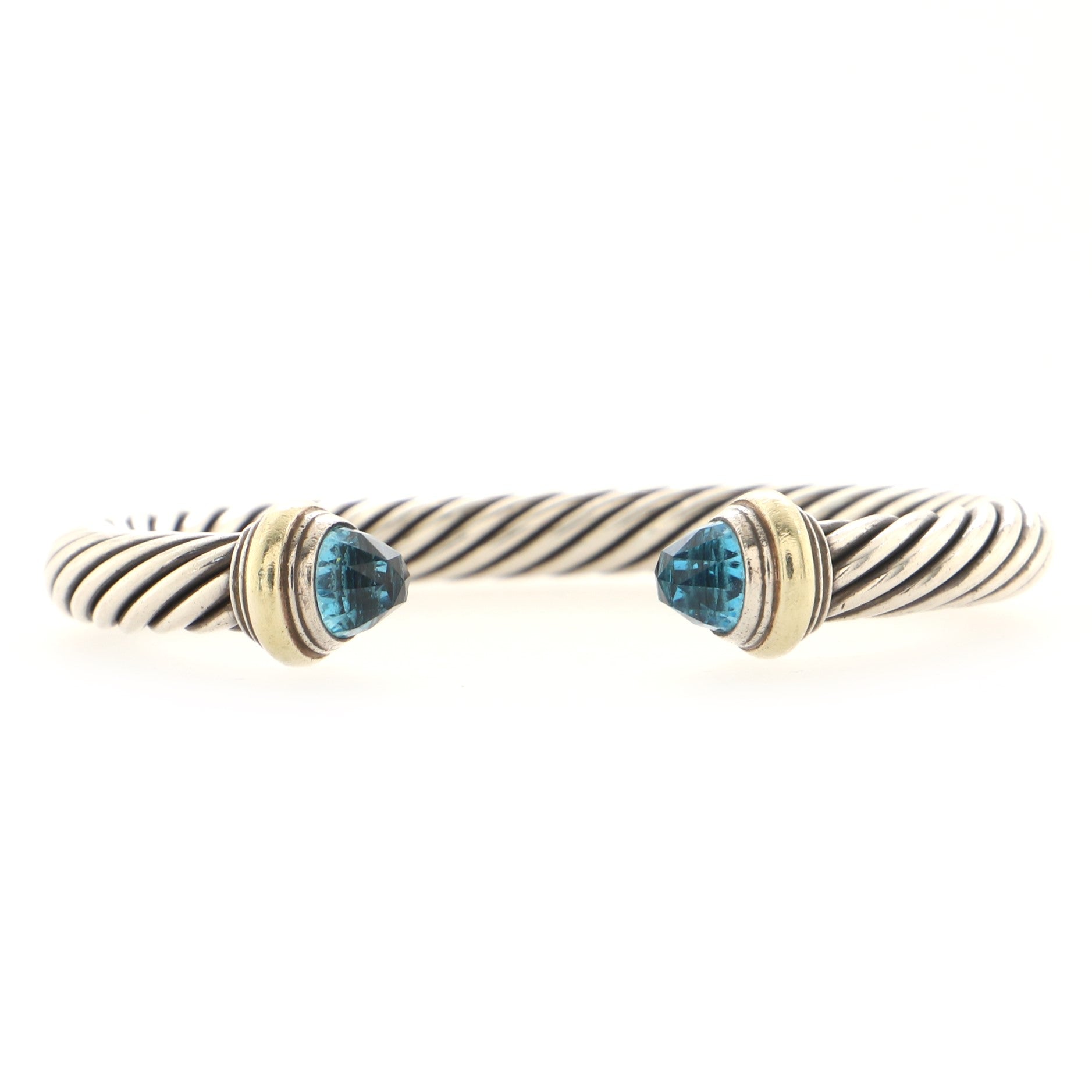 Cable Classic Bracelet Sterling Silver with 14K Yellow Gold and Topaz 7mm