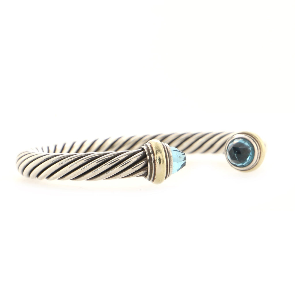 Cable Classic Bracelet Sterling Silver with 14K Yellow Gold and Topaz 7mm