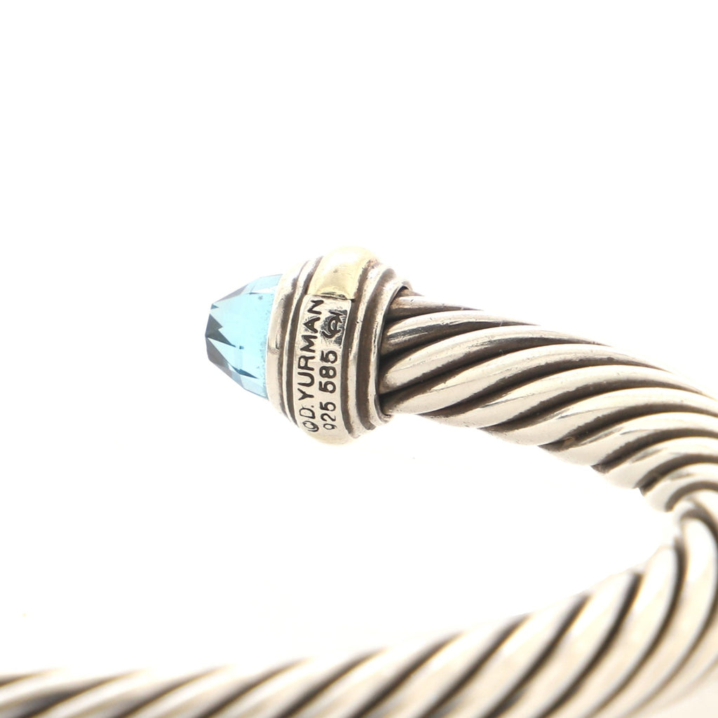 Cable Classic Bracelet Sterling Silver with 14K Yellow Gold and Topaz 7mm