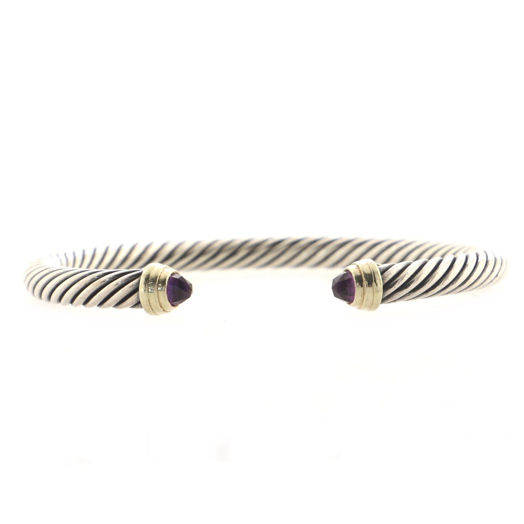 Cable Classic Bracelet Sterling Silver with 14K Yellow Gold and Amethyst 5mm