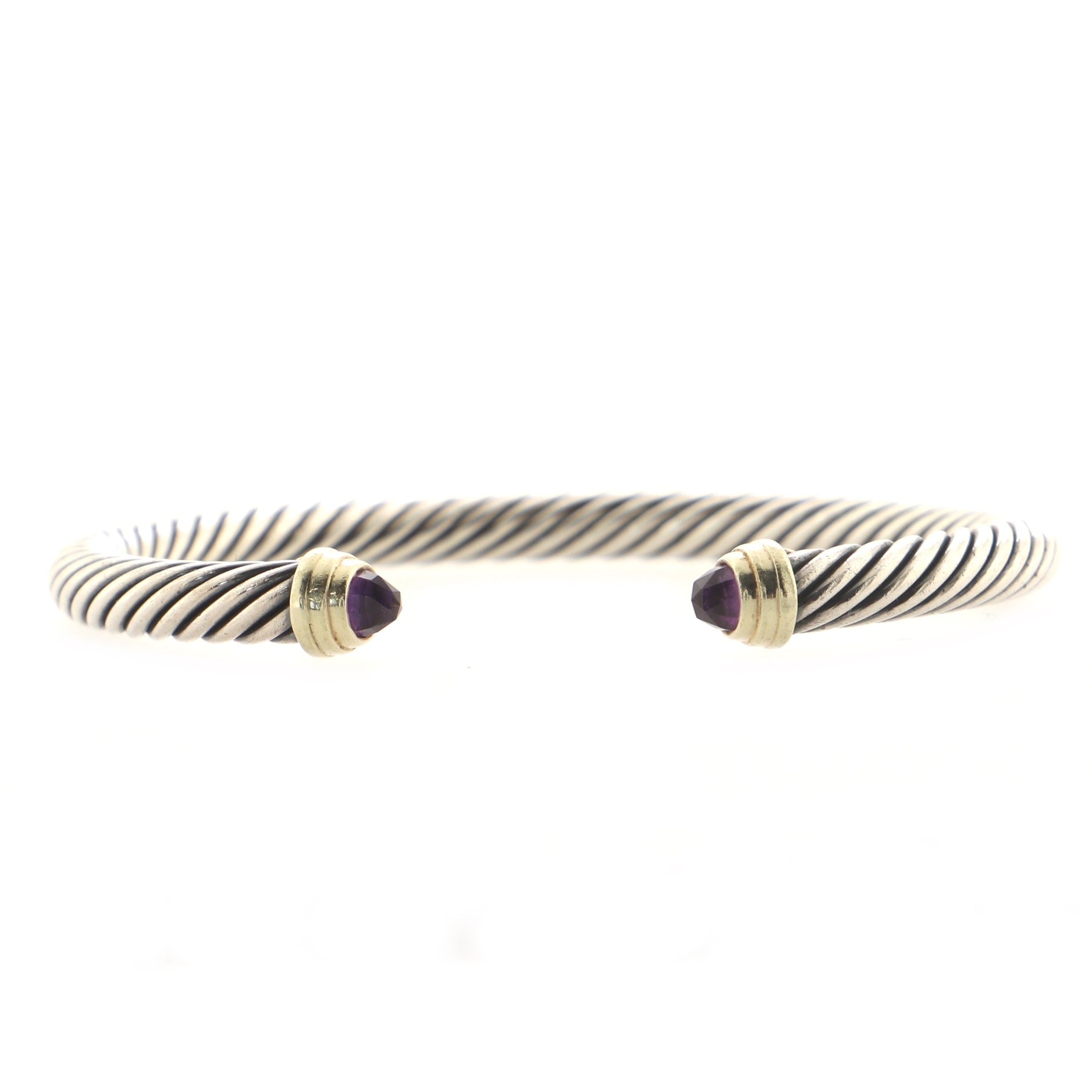 Cable Classic Bracelet Sterling Silver with 14K Yellow Gold and Amethyst 5mm