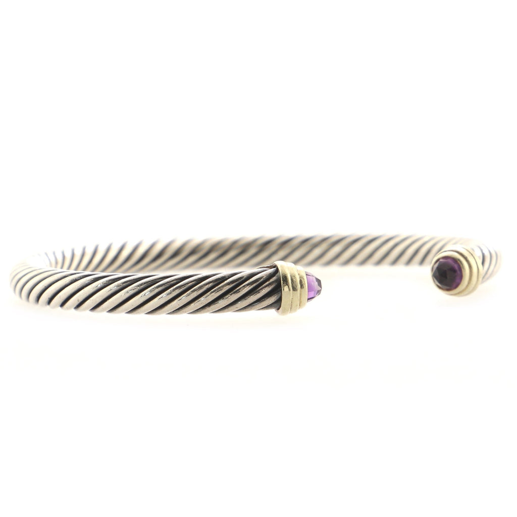 Cable Classic Bracelet Sterling Silver with 14K Yellow Gold and Amethyst 5mm