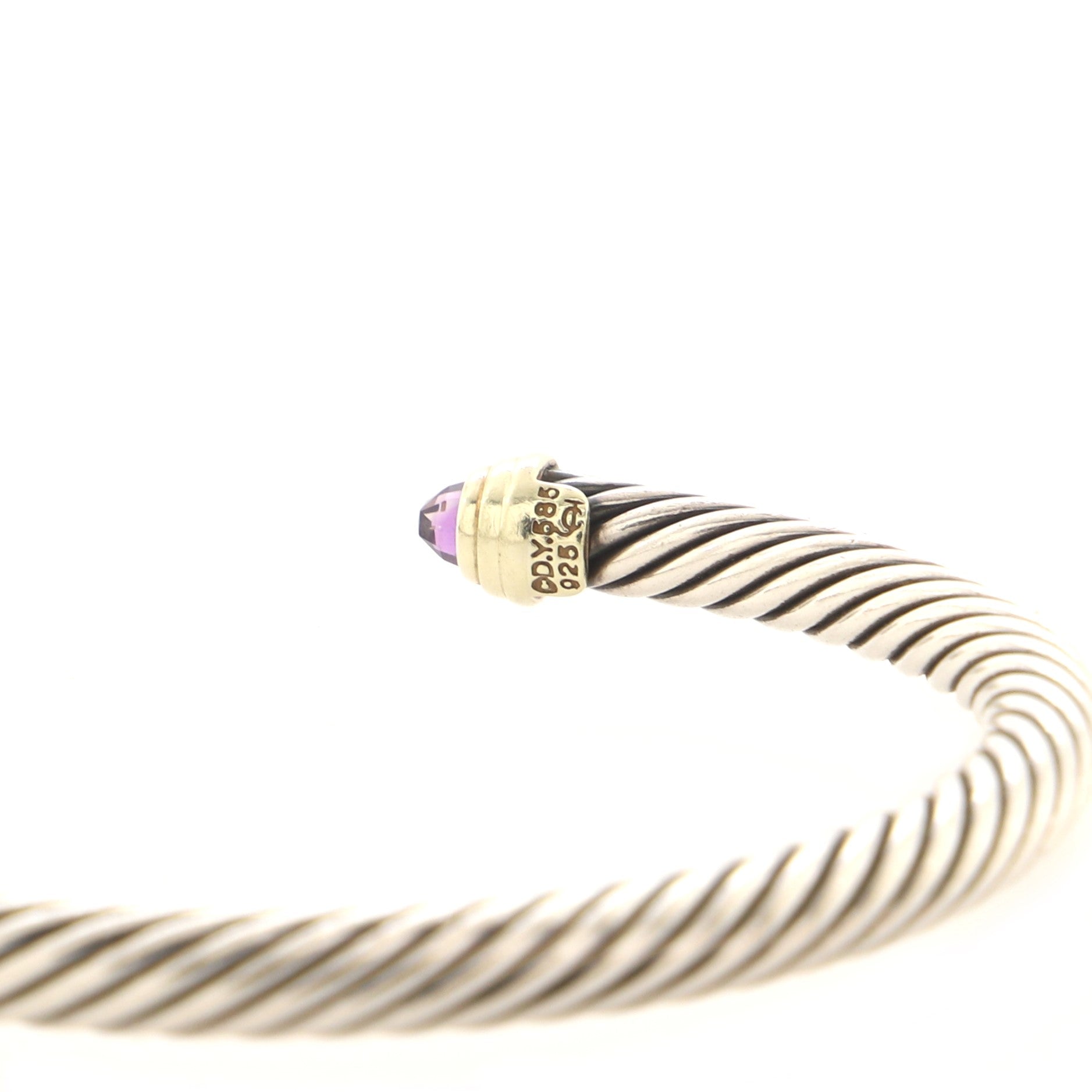 Cable Classic Bracelet Sterling Silver with 14K Yellow Gold and Amethyst 5mm