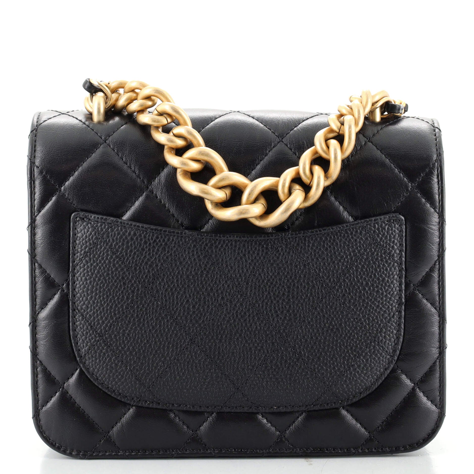 Chain Handle Flap Bag Quilted Calfskin with Caviar Mini