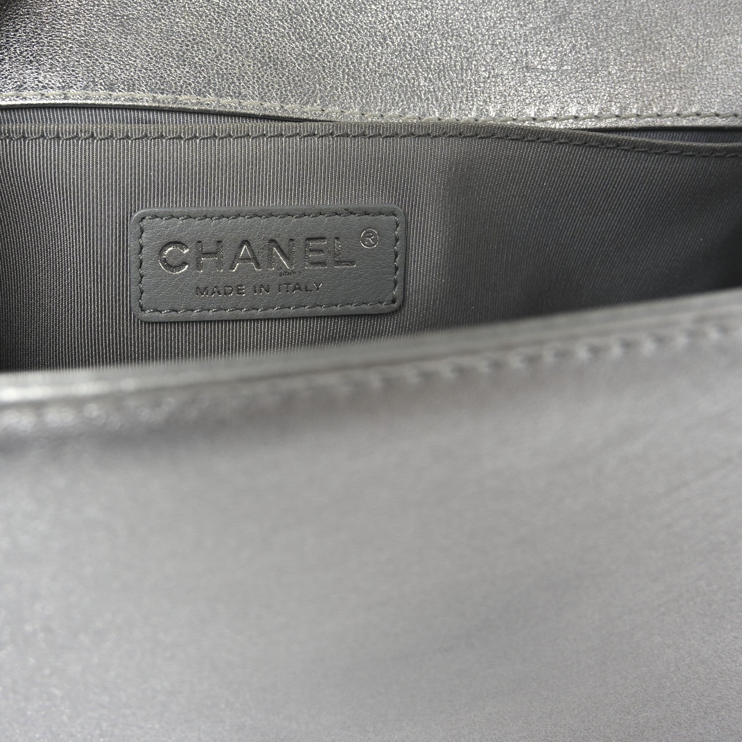 Metallic Lambskin Perforated Quilted Medium Boy Flap Argent