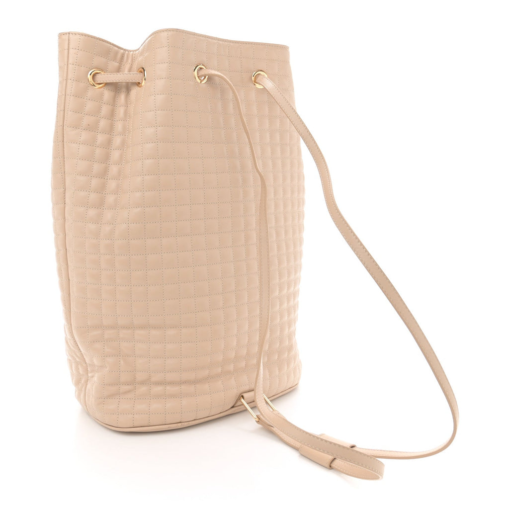 Calfskin Quilted Medium C Backpack Beige