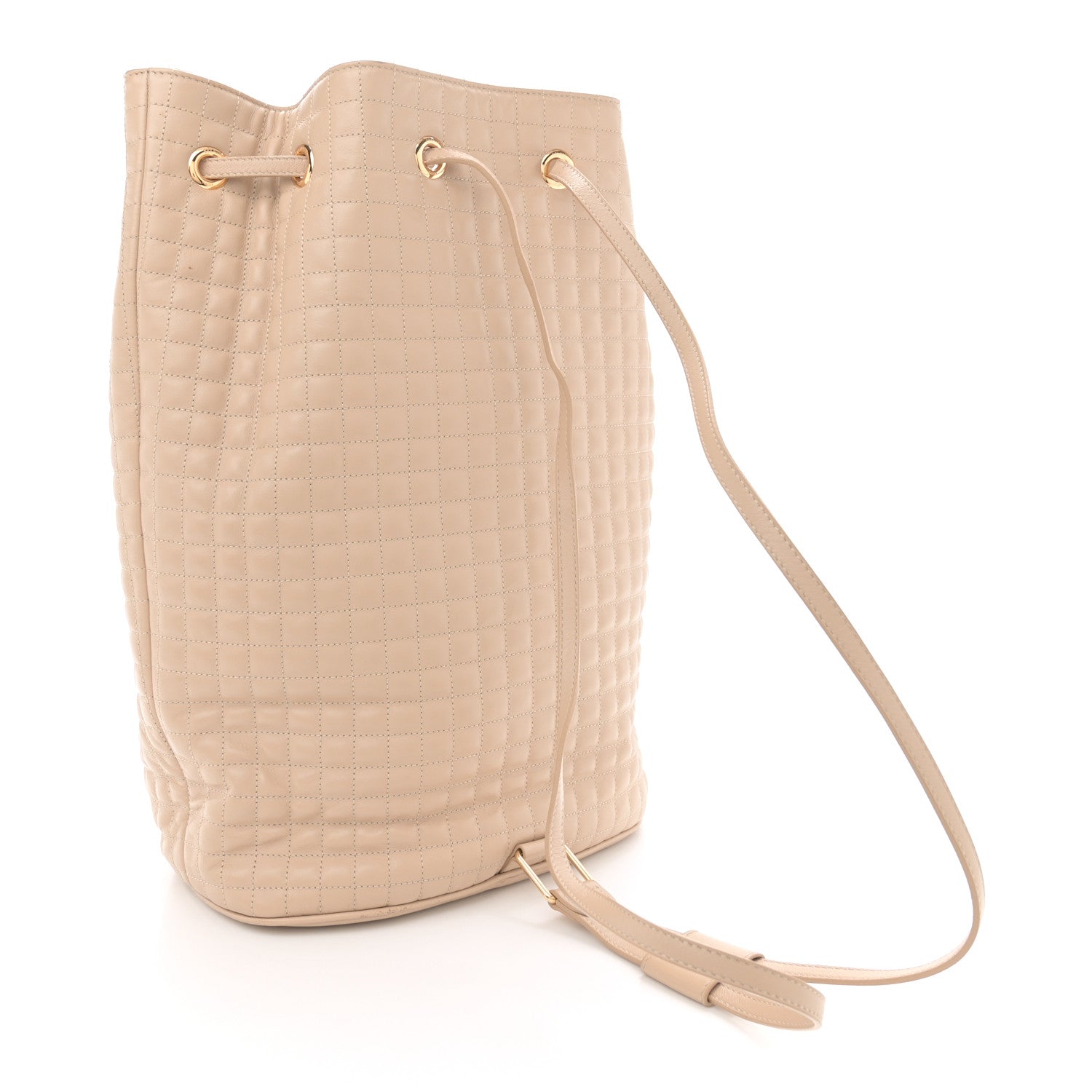 Calfskin Quilted Medium C Backpack Beige