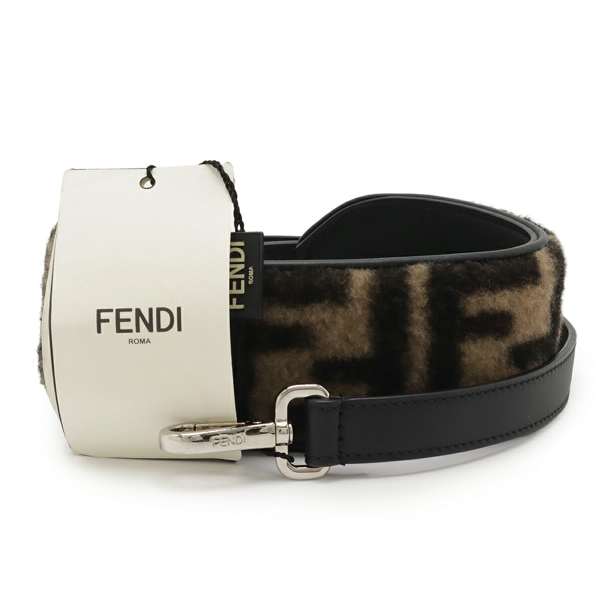 Fendi FF Logo Fur Leather Shoulder Strap