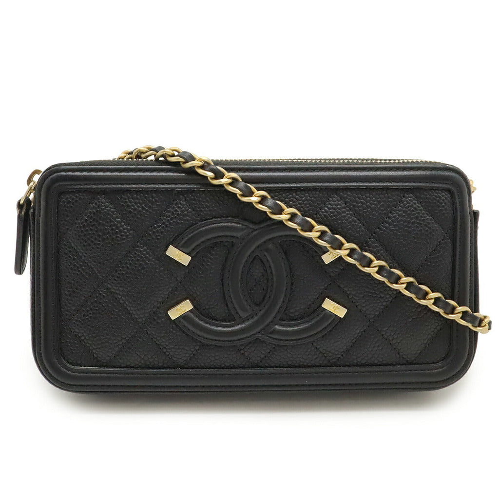 Chanel CC Filigree Caviar Skin 2way Shoulder Bag