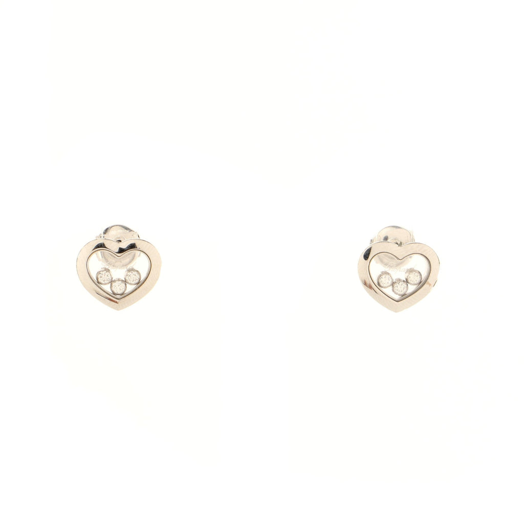Happy Hearts 3 Diamonds Earrings 18K White Gold and Diamonds