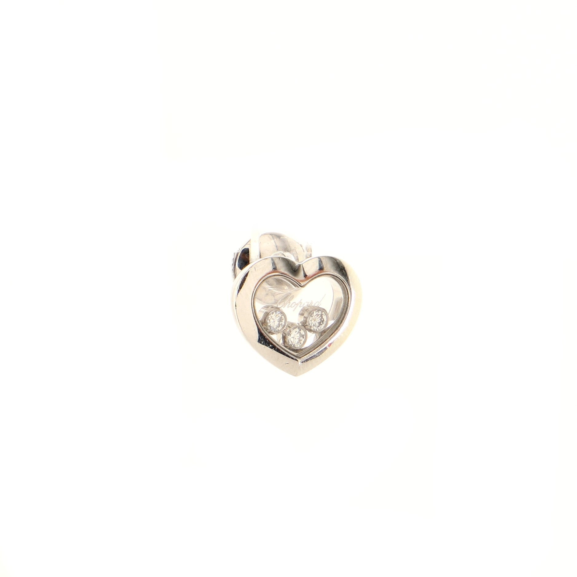 Happy Hearts 3 Diamonds Earrings 18K White Gold and Diamonds