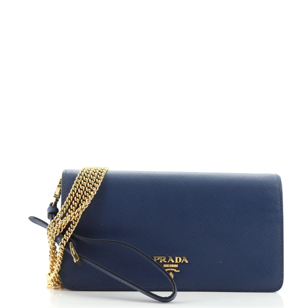 Wristlet Wallet on Chain Saffiano Leather Mini