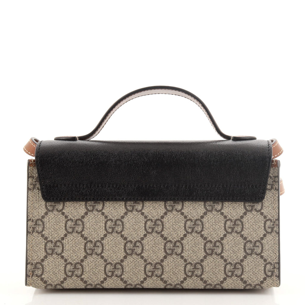 Padlock Convertible Top Handle Bag GG Coated Canvas and Leather Mini