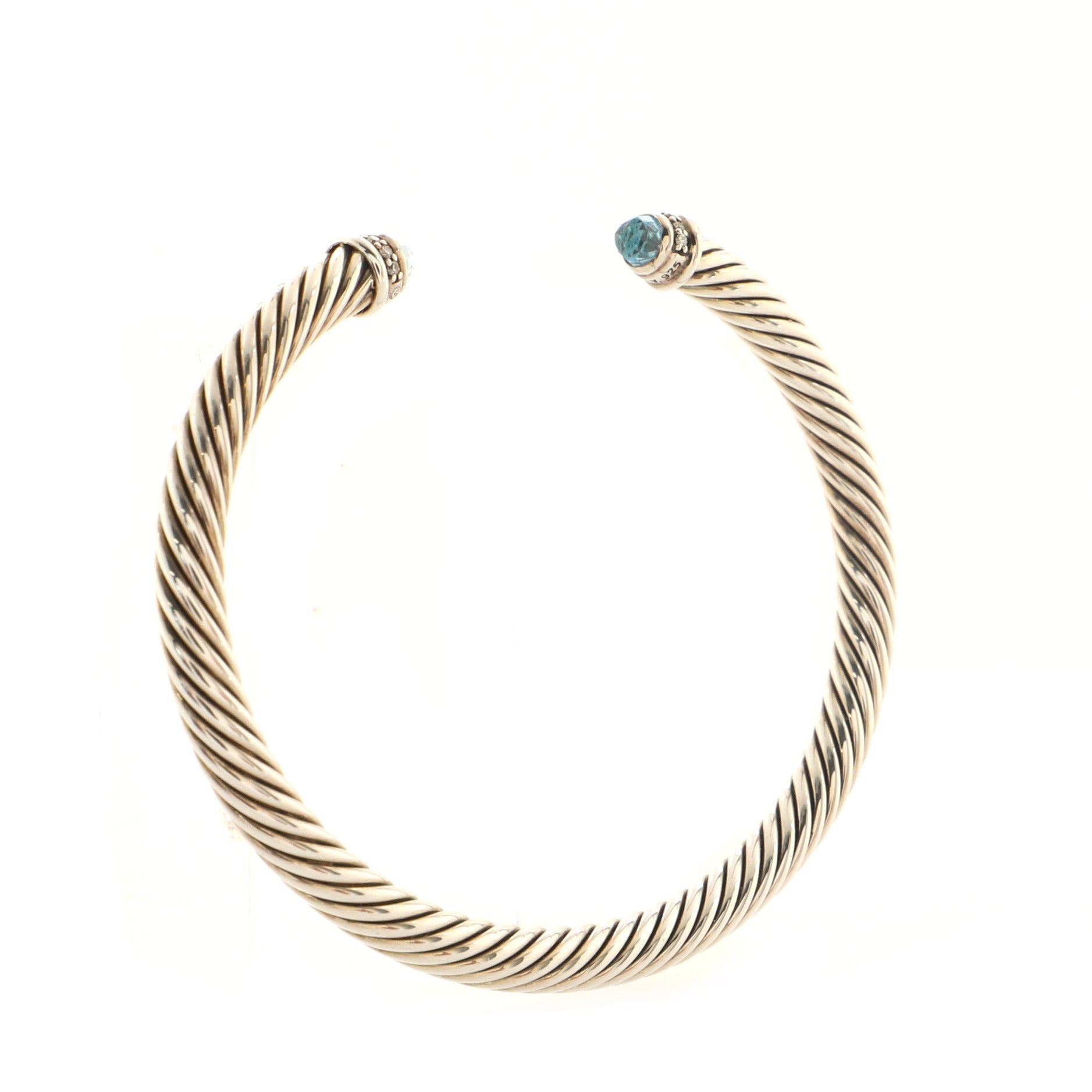 Cable Classic Bracelet Sterling Silver with Topaz and Diamonds 5mm