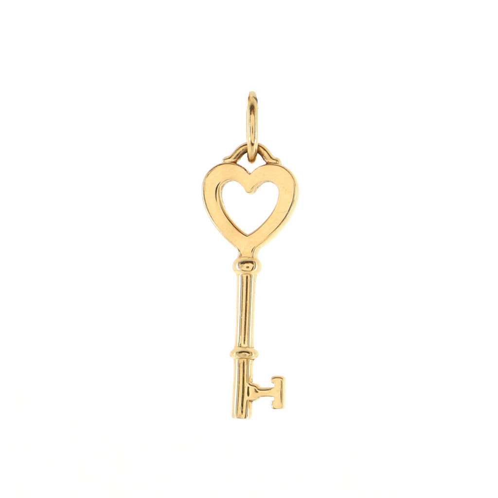 Heart Key Pendant Necklace 18K Yellow Gold Mini