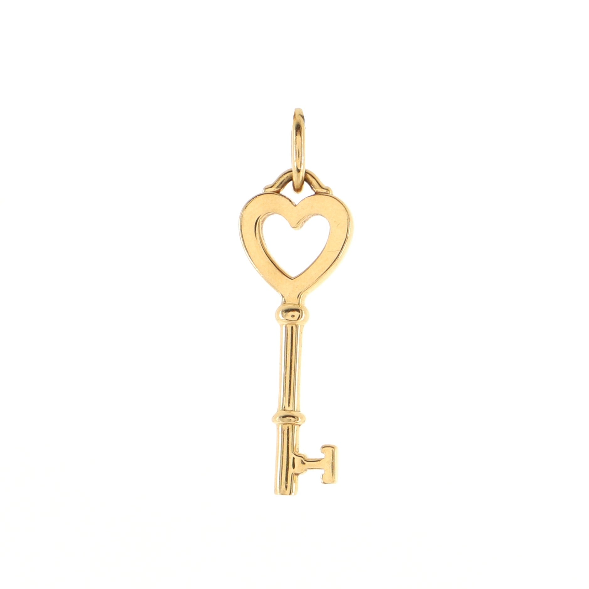 Heart Key Pendant Necklace 18K Yellow Gold Mini