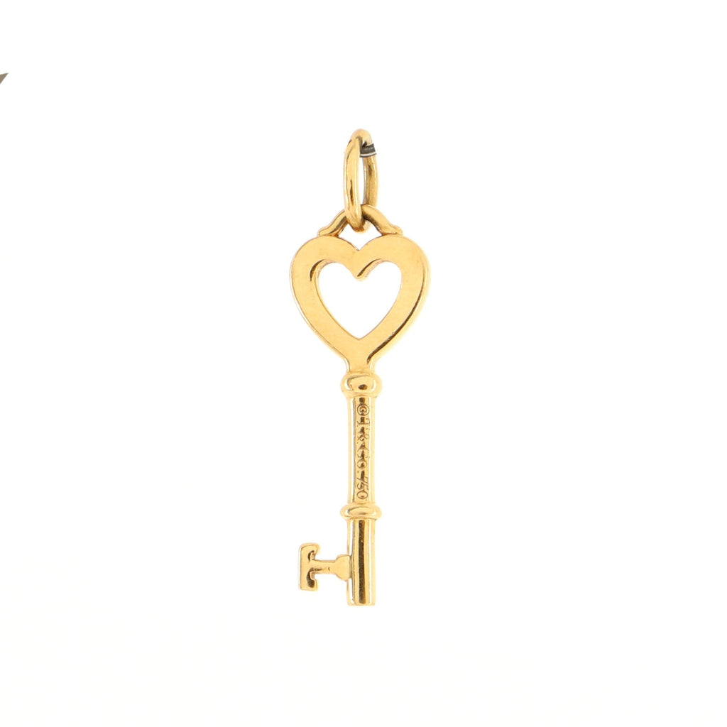 Heart Key Pendant Necklace 18K Yellow Gold Mini