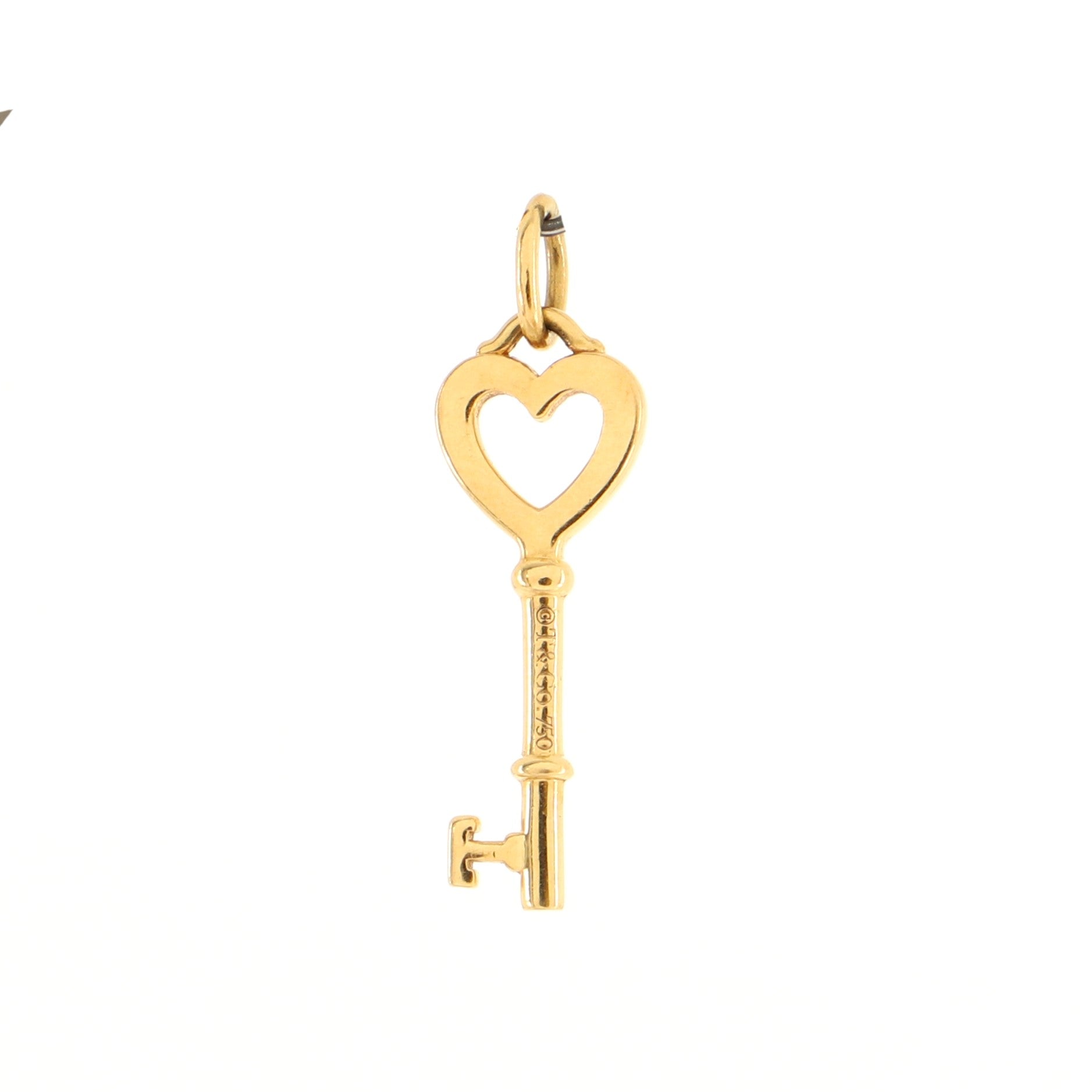 Heart Key Pendant Necklace 18K Yellow Gold Mini