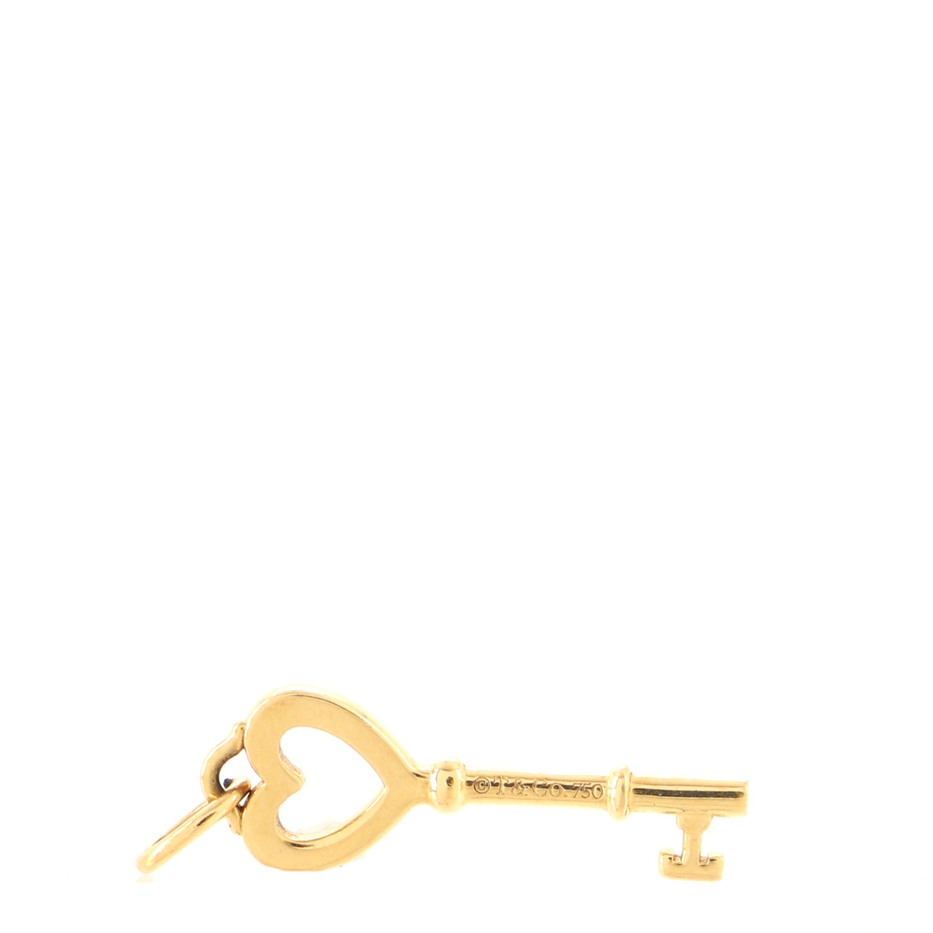 Heart Key Pendant Necklace 18K Yellow Gold Mini
