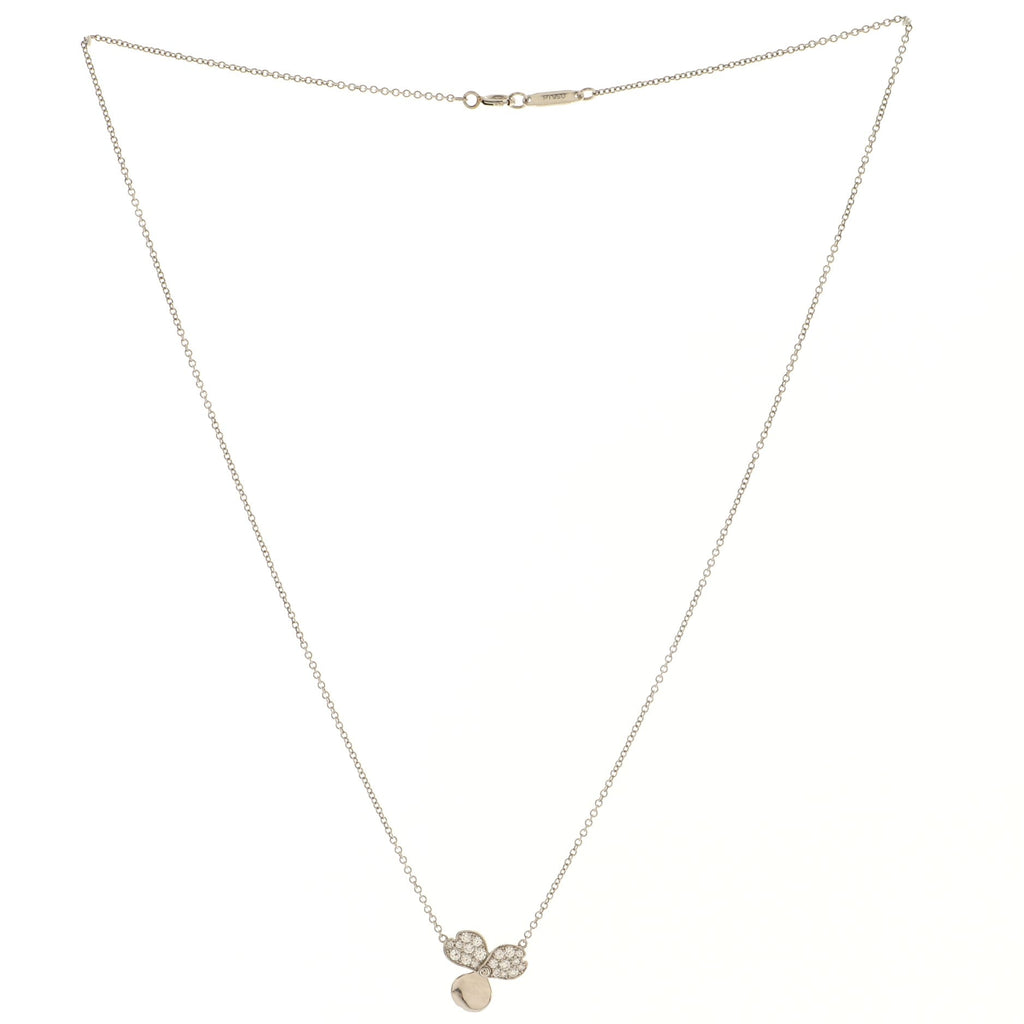 Paper Flowers Pendant Necklace Platinum and Diamonds Small