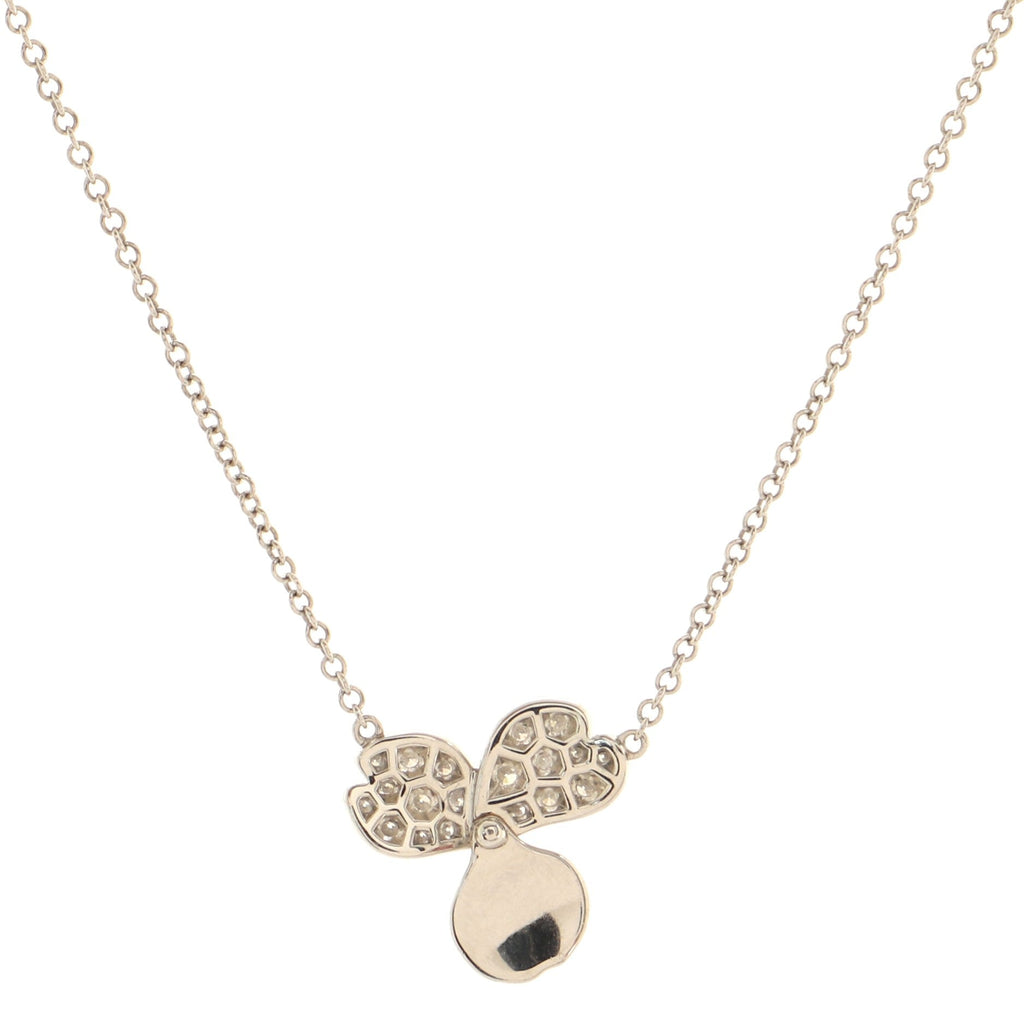 Paper Flowers Pendant Necklace Platinum and Diamonds Small