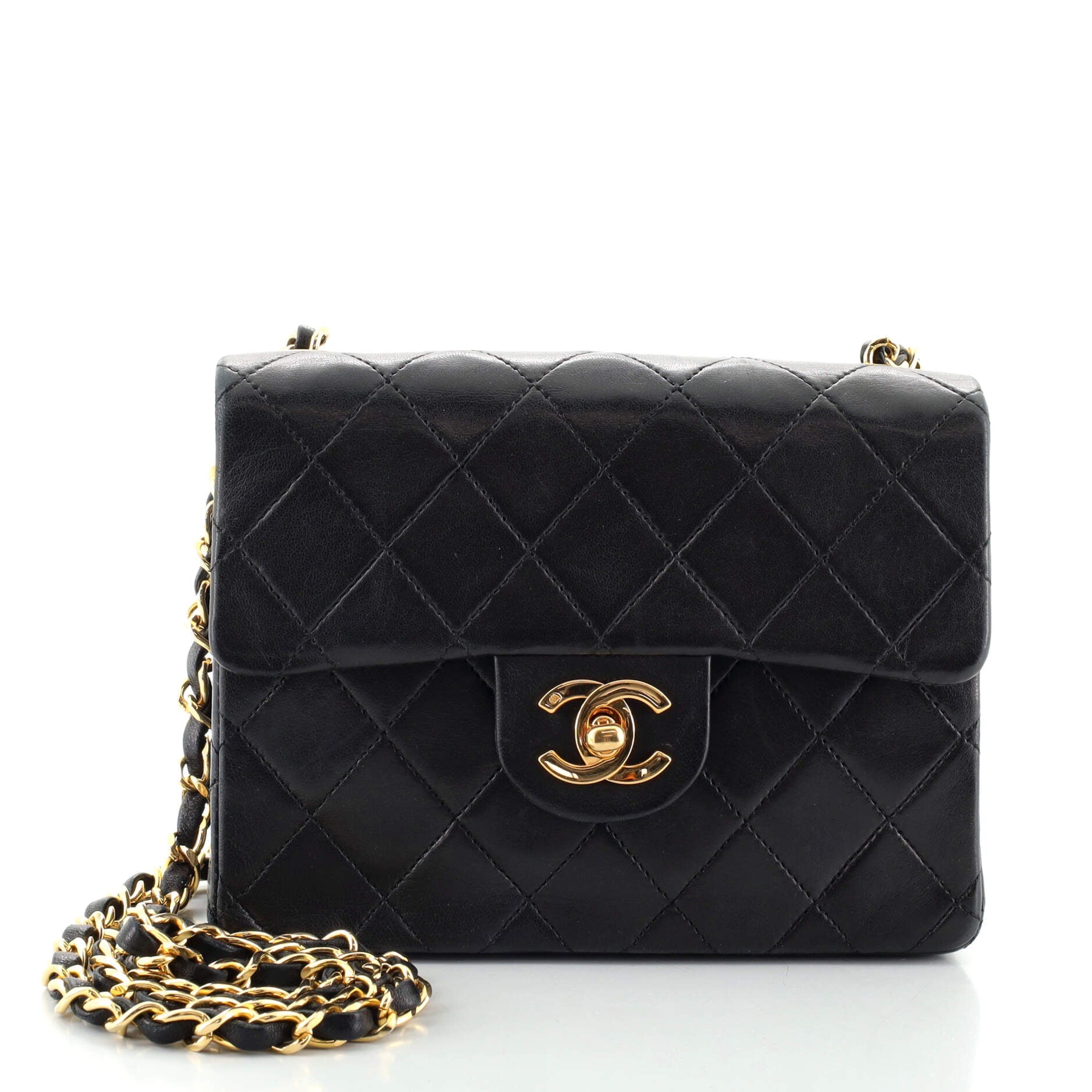 Vintage Square Classic Single Flap Bag Quilted Lambskin Mini