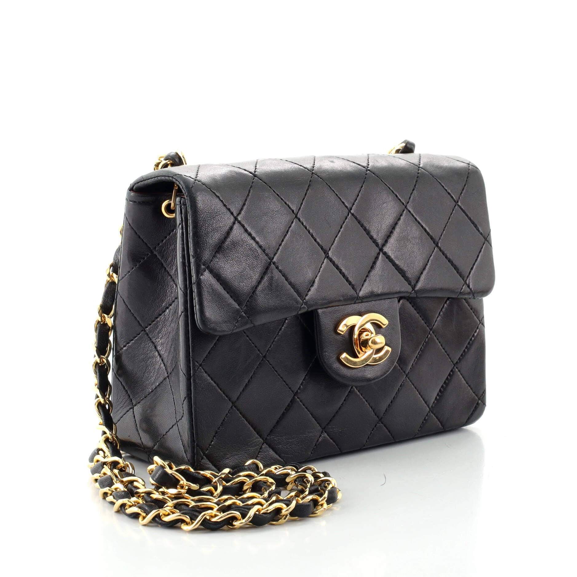 Vintage Square Classic Single Flap Bag Quilted Lambskin Mini