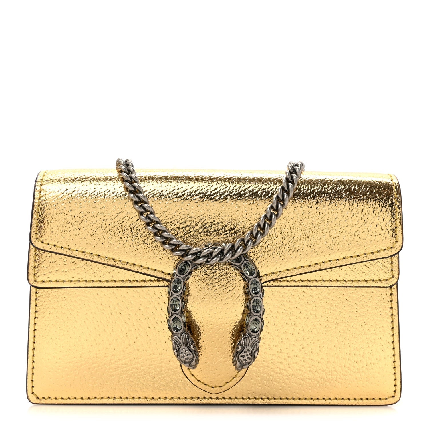 Metallic Calfskin Super Mini Dionysus Shoulder Bag Gold