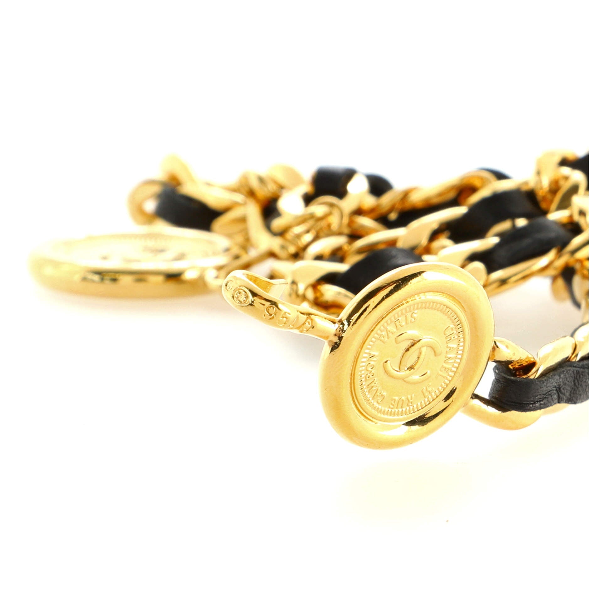 Vintage Medallion Chain Belt Metal and Leather 65