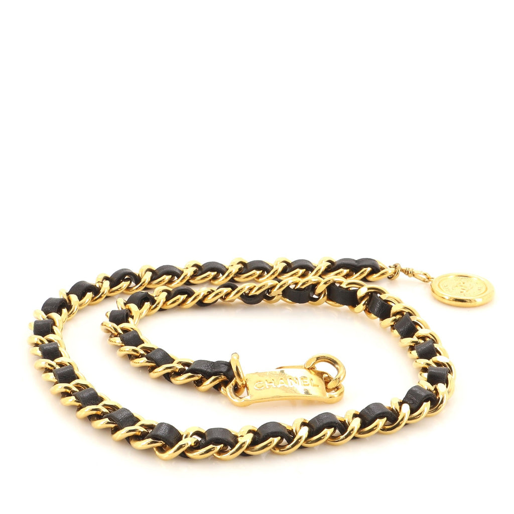 Vintage Medallion Chain Belt Metal and Leather 80