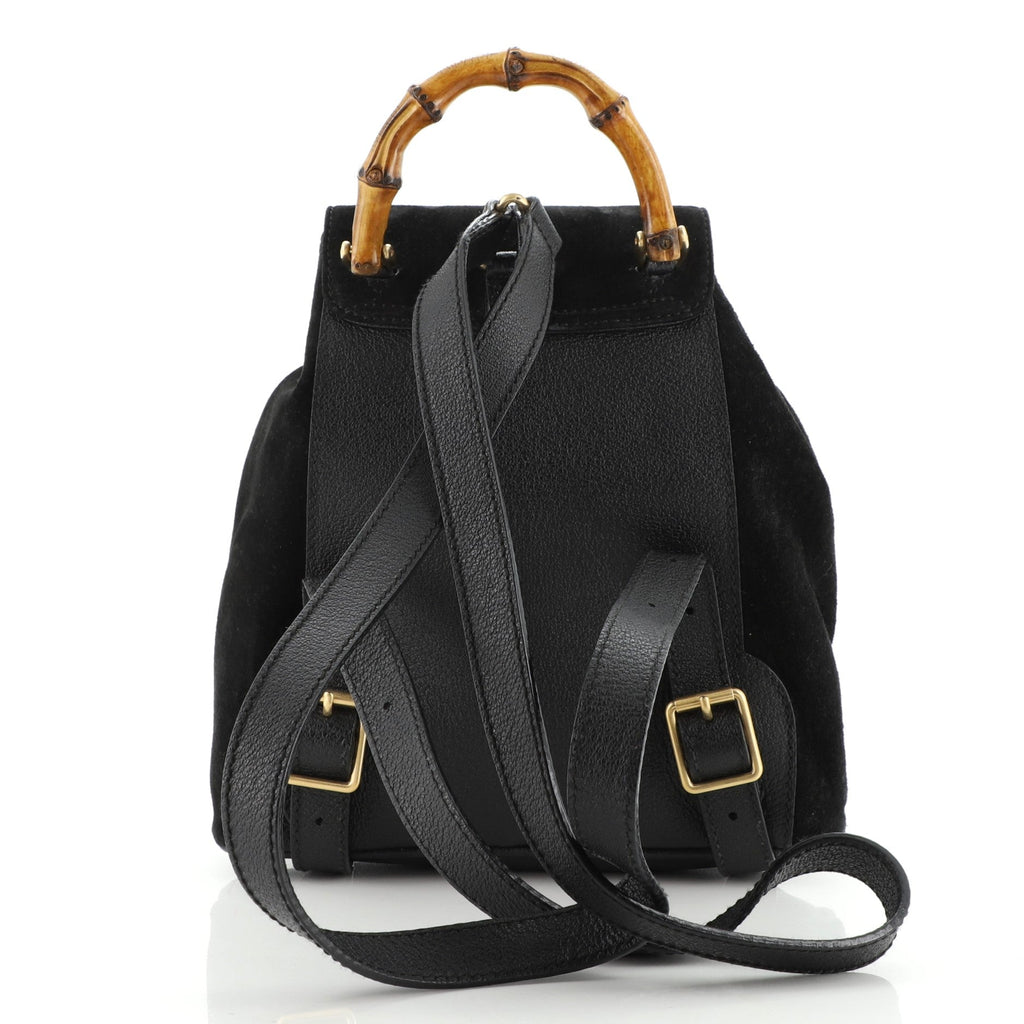 Vintage Bamboo Backpack Suede Mini