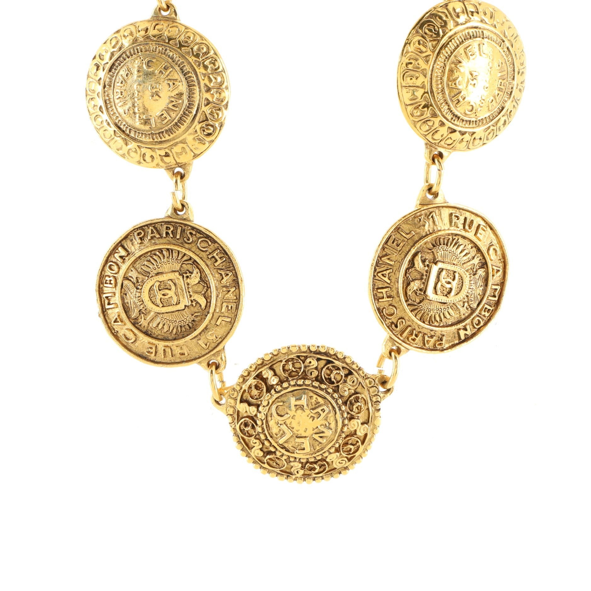 Vintage Multi-Medallion Chain Necklace Metal