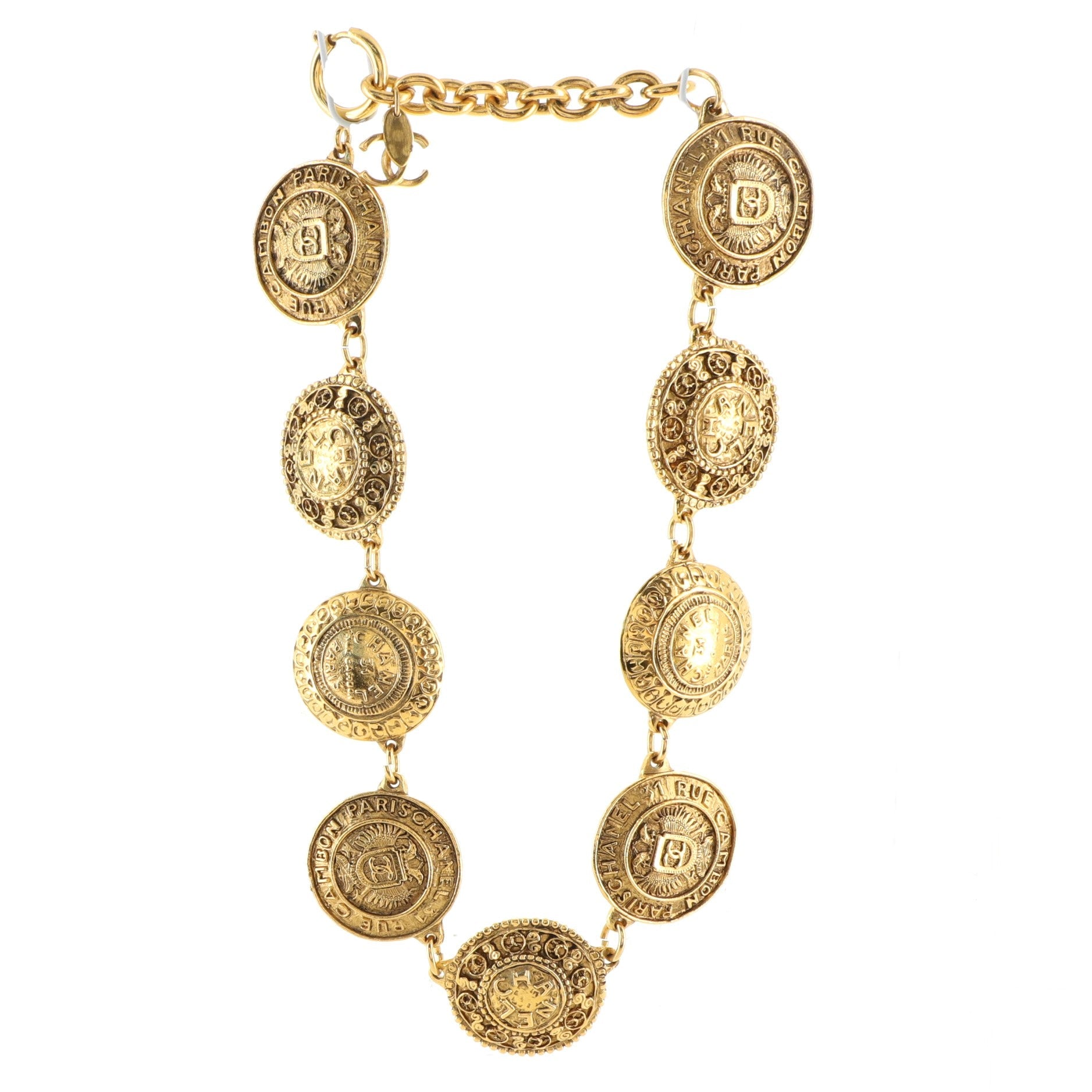 Vintage Multi-Medallion Chain Necklace Metal