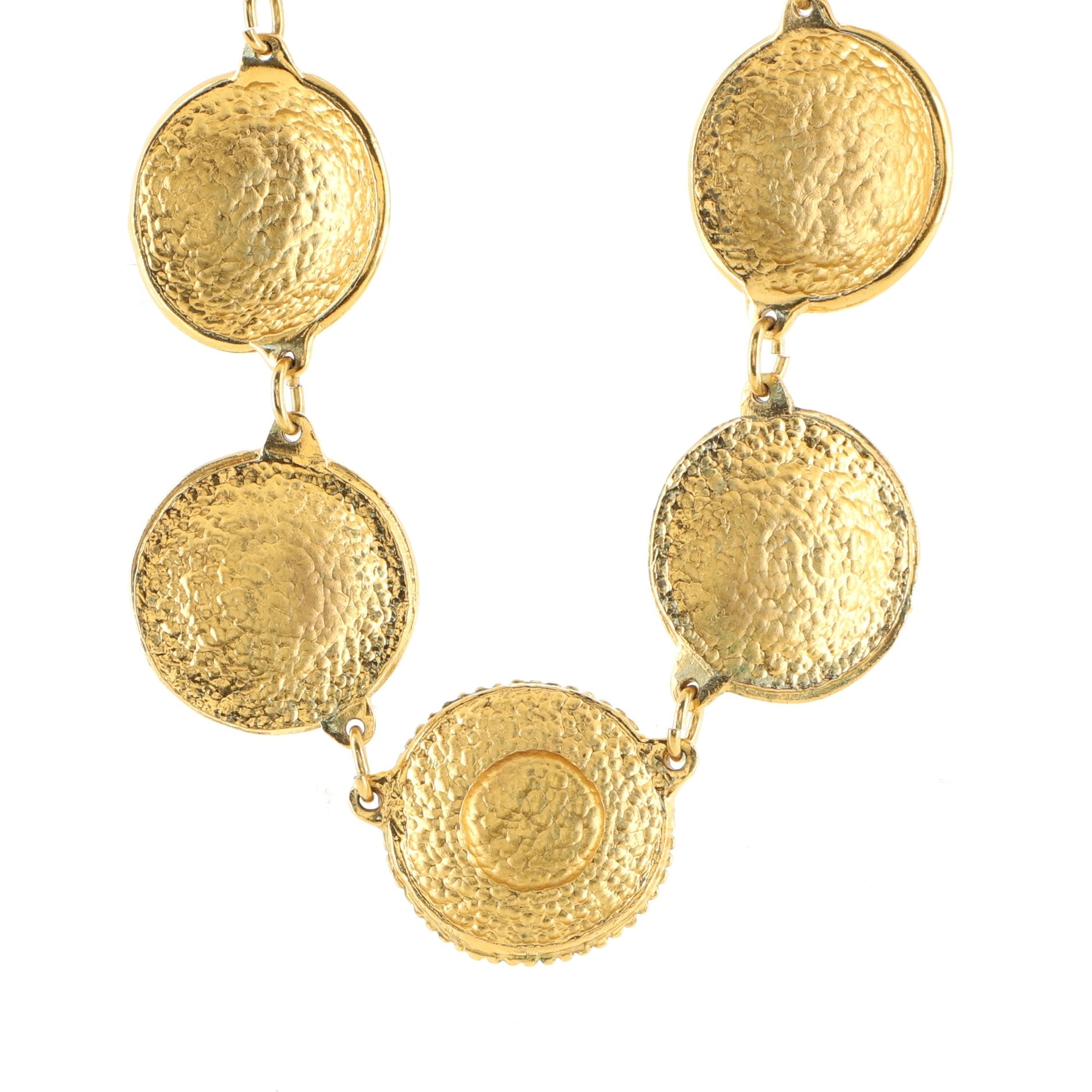 Vintage Multi-Medallion Chain Necklace Metal