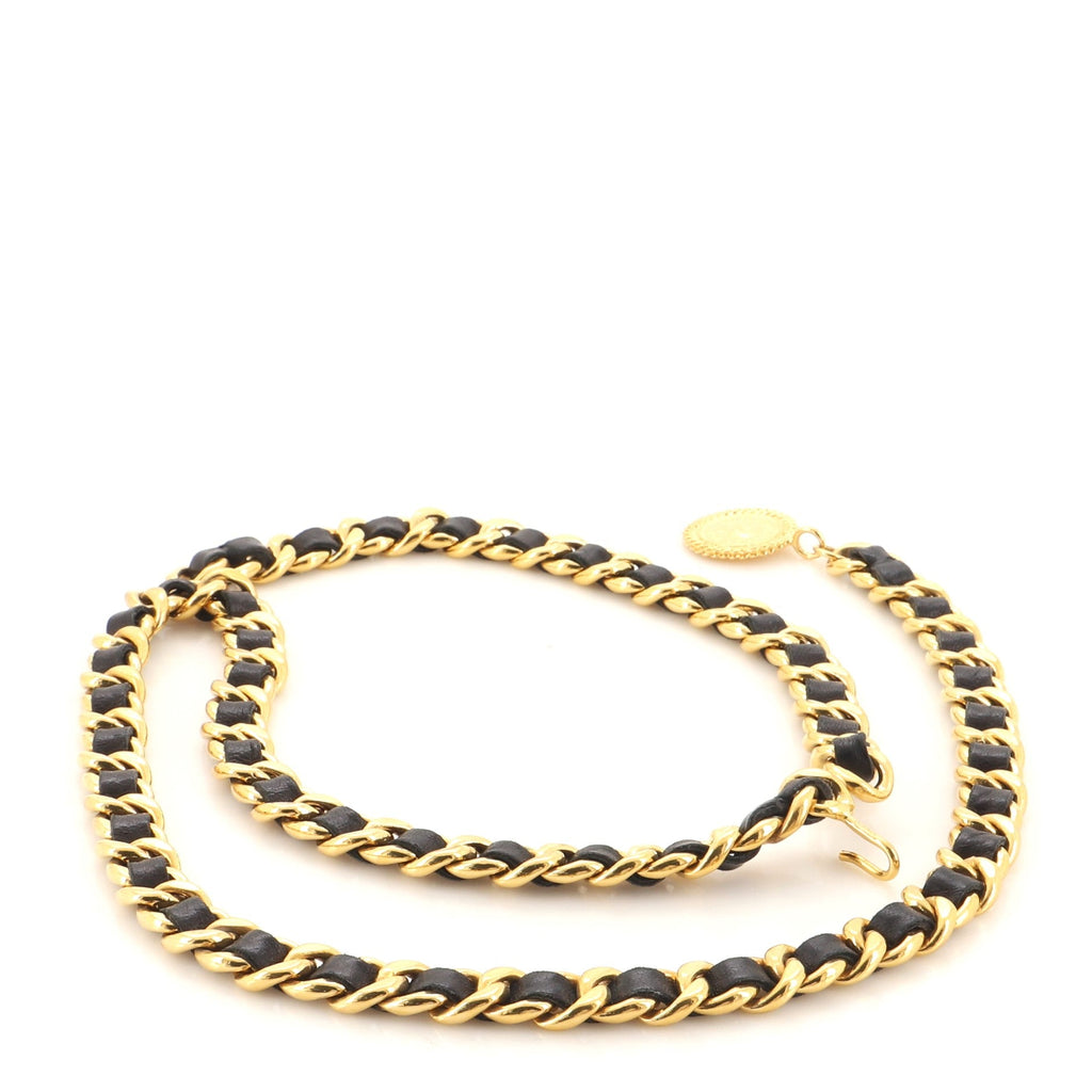 Vintage Medallion Chain Belt Metal and Leather 85