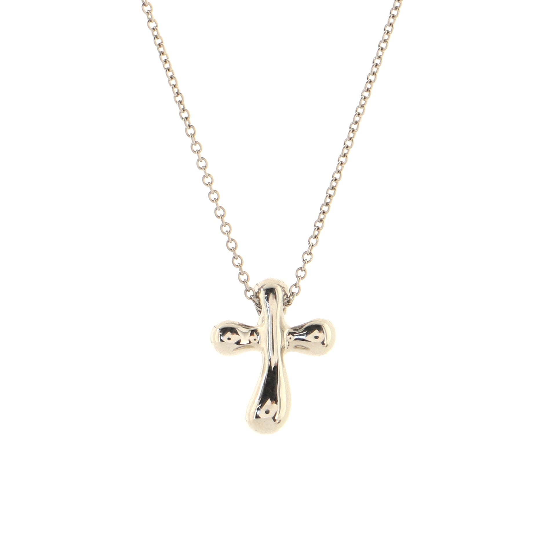 Elsa Peretti Cross Pendant Necklace Platinum and Diamonds Large