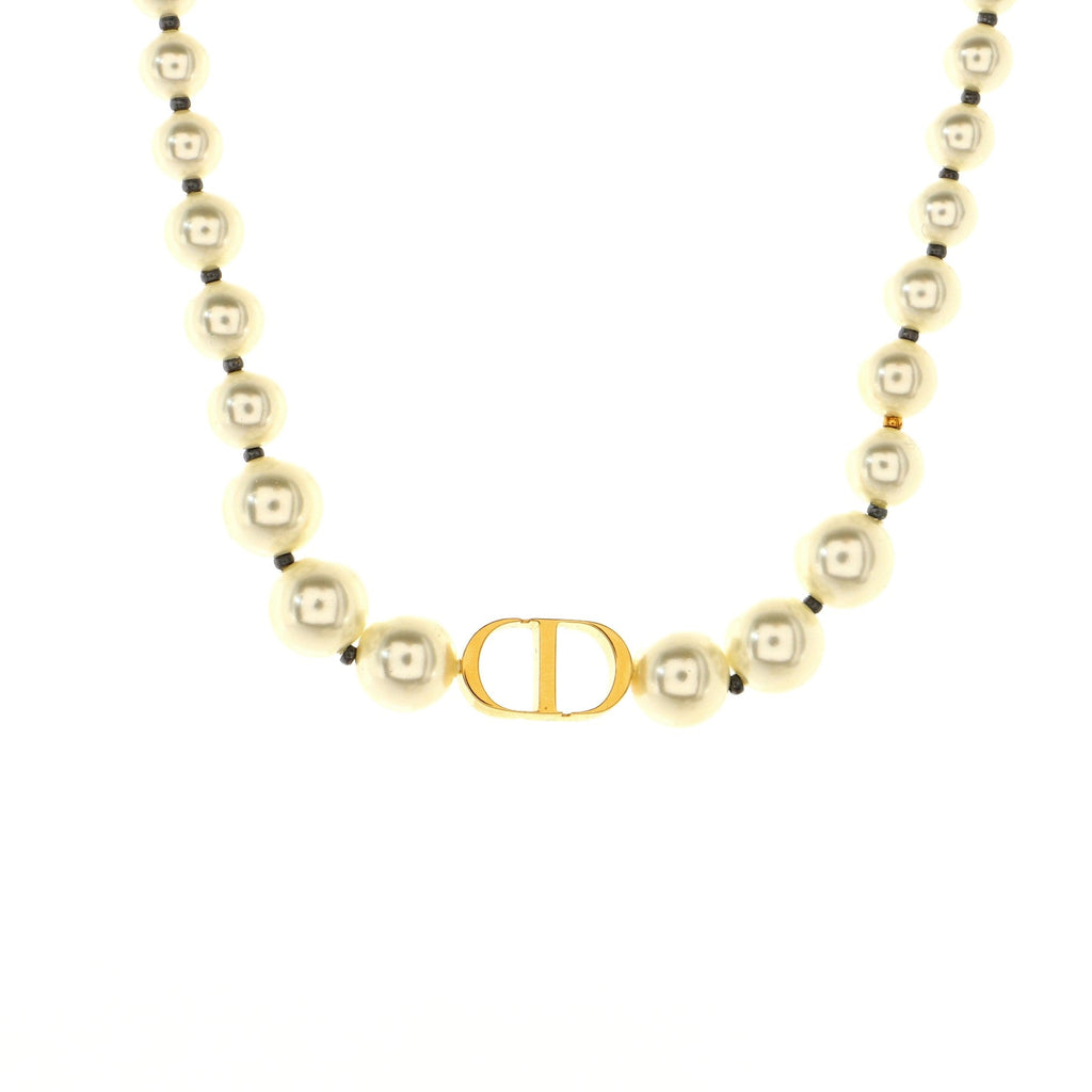 30 Montaigne Choker Necklace Metal and Resin Pearls