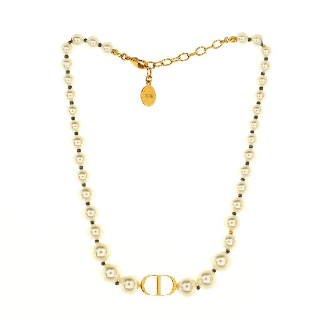 30 Montaigne Choker Necklace Metal and Resin Pearls