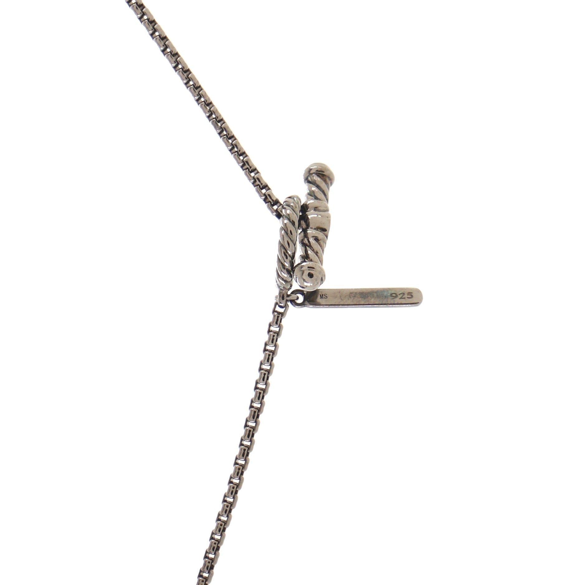 Bijoux Station Chain Necklace Sterling Silver with Onyx, Hematite and Diamonds