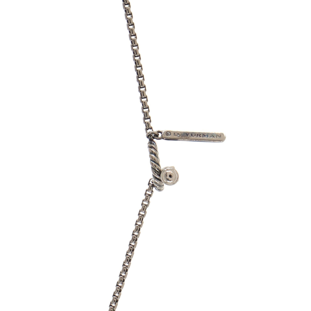 Bijoux Station Chain Necklace Sterling Silver with Onyx, Hematite and Diamonds