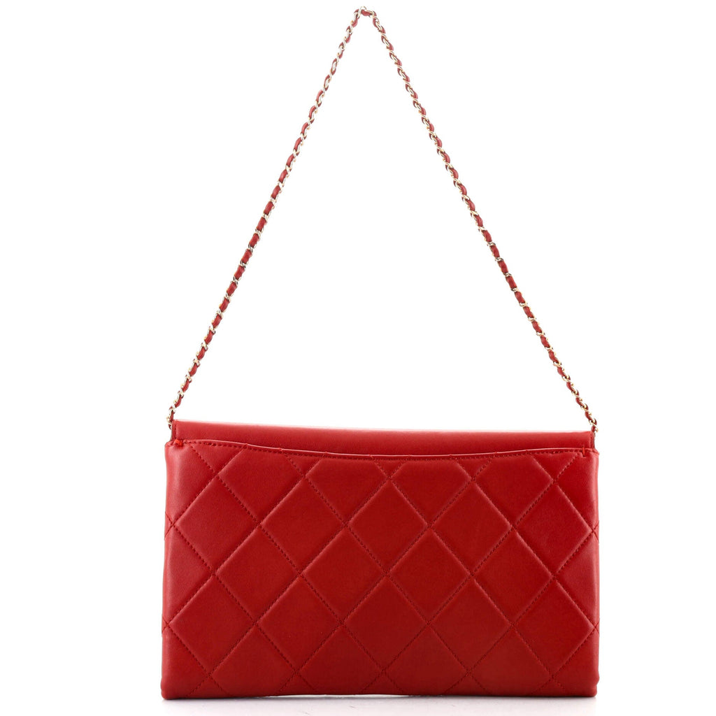 Retro Label Chain Clutch Quilted Lambskin