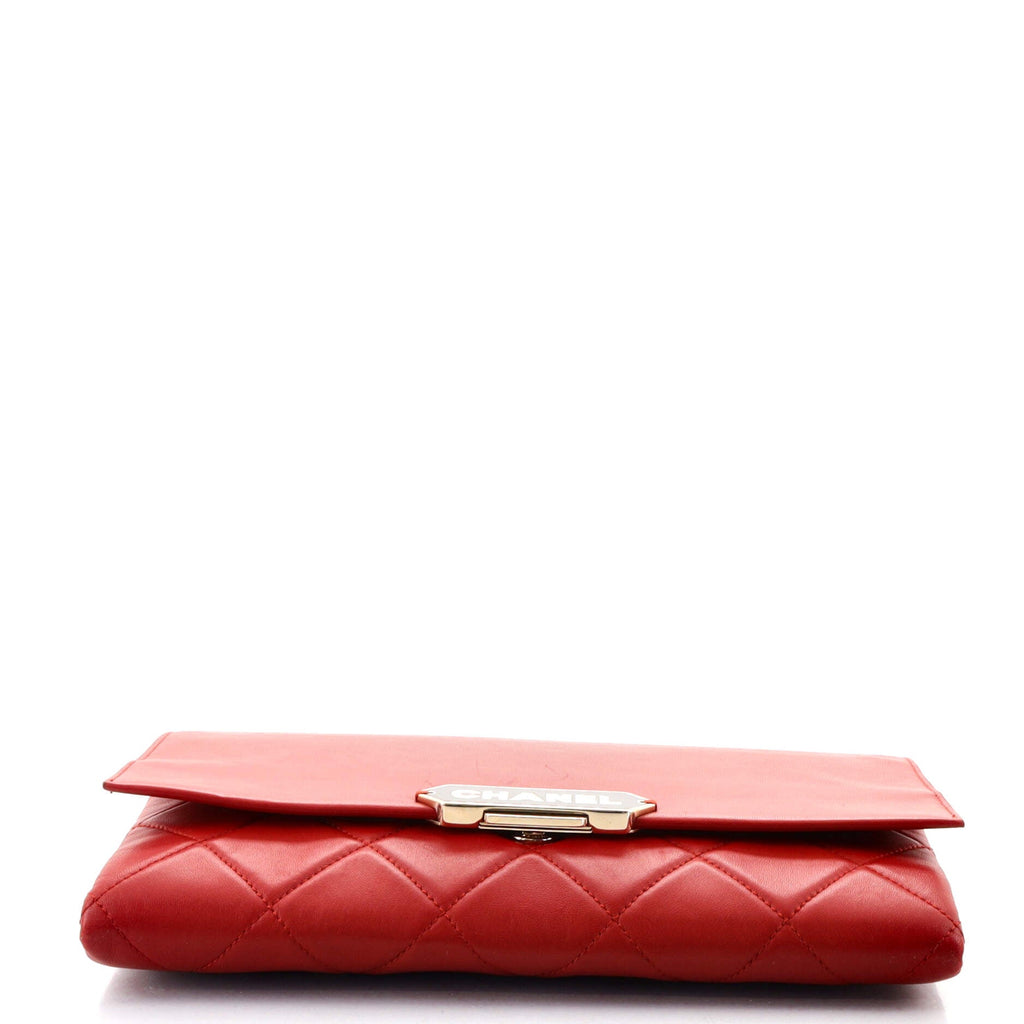 Retro Label Chain Clutch Quilted Lambskin