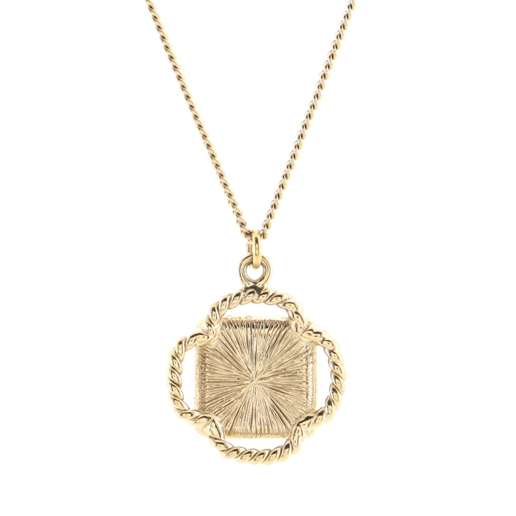 CC Logo Square Pendant Long Necklace Metal