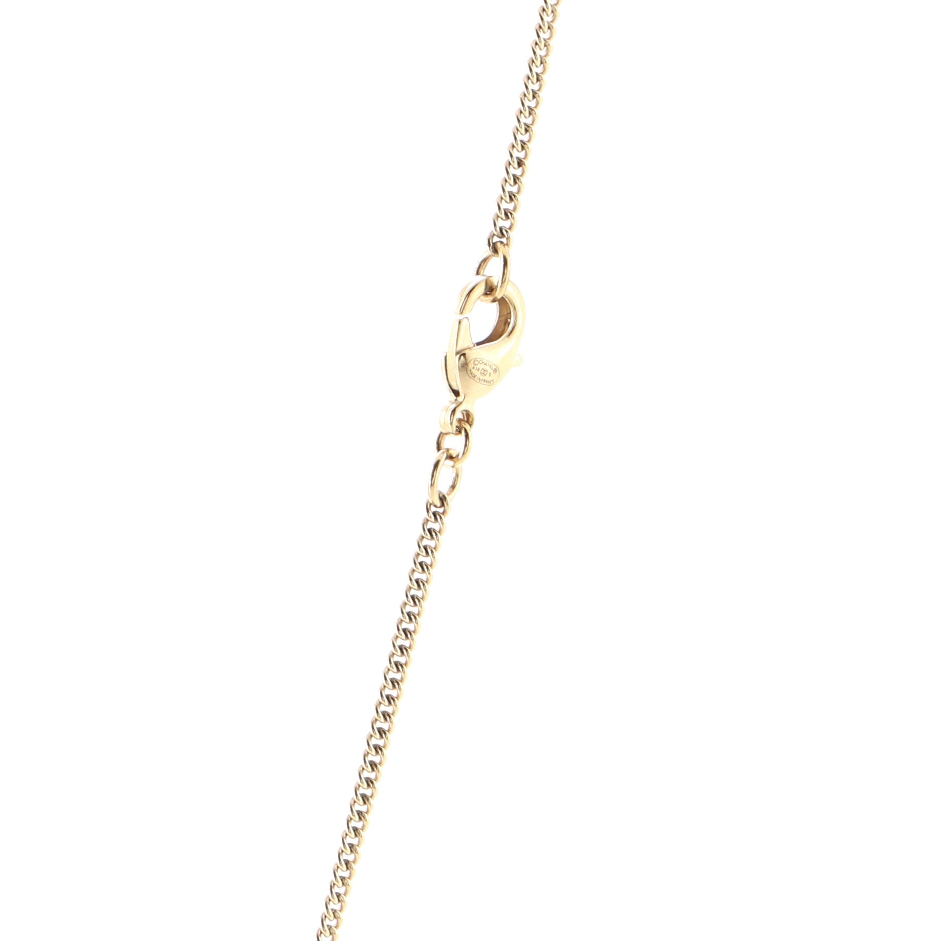 CC Logo Square Pendant Long Necklace Metal