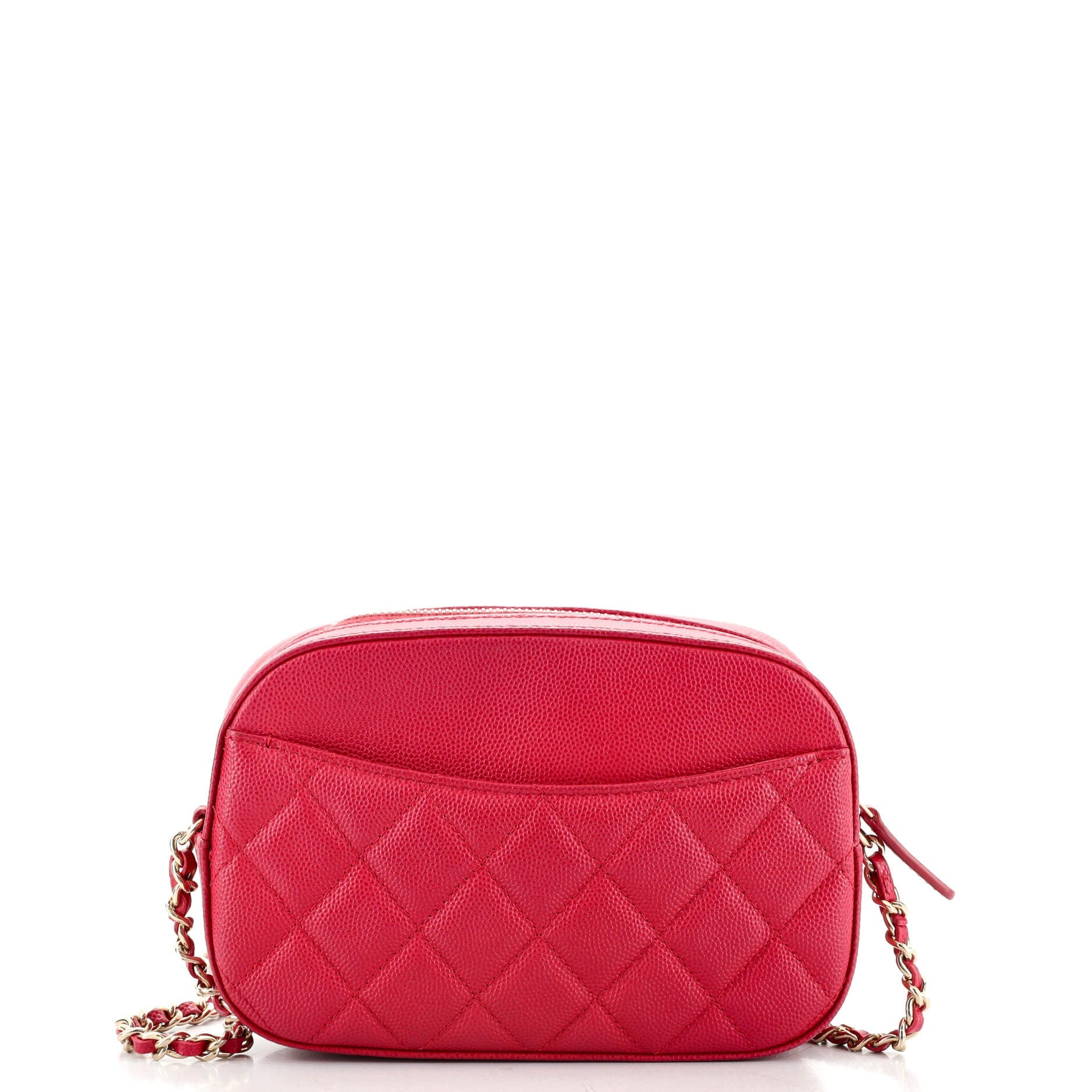Zip Around Chain Camera Case Quilted Caviar Mini