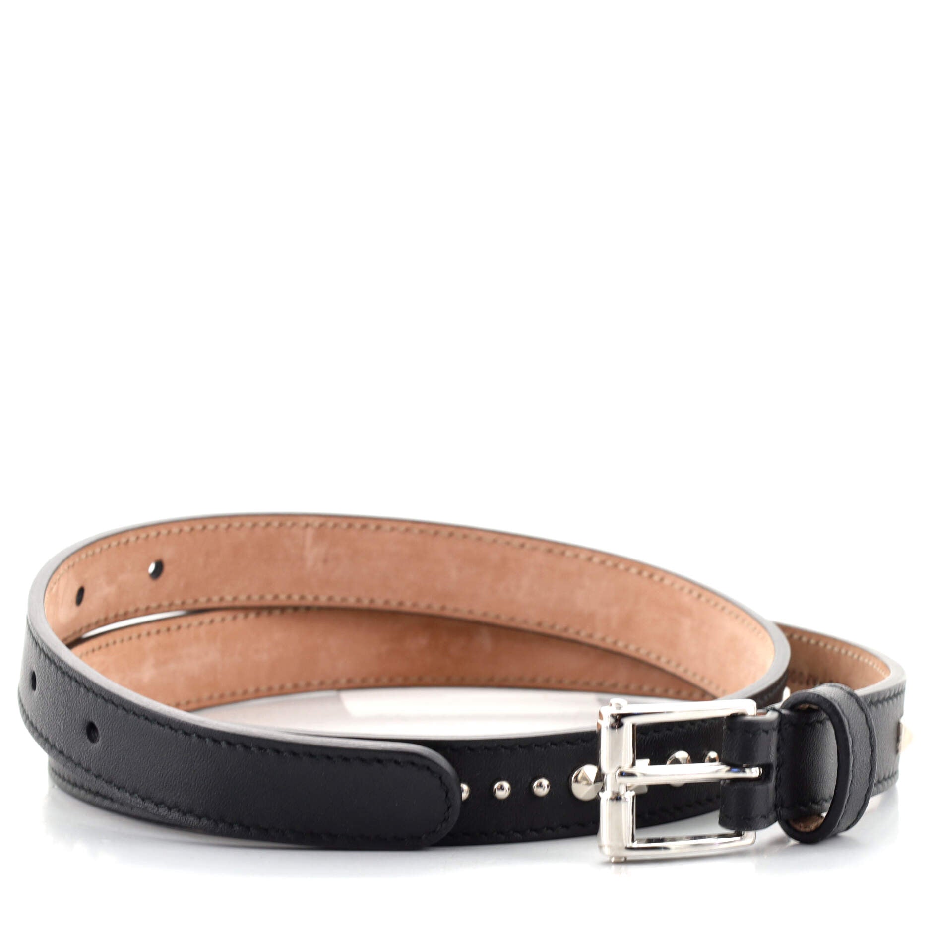 Belt Studded Leather Thin 75