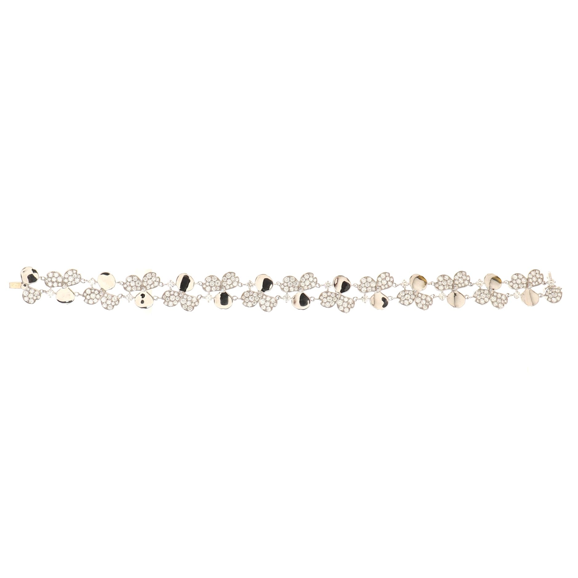 Paper Flowers Cluster Bracelet Platinum with Diamonds